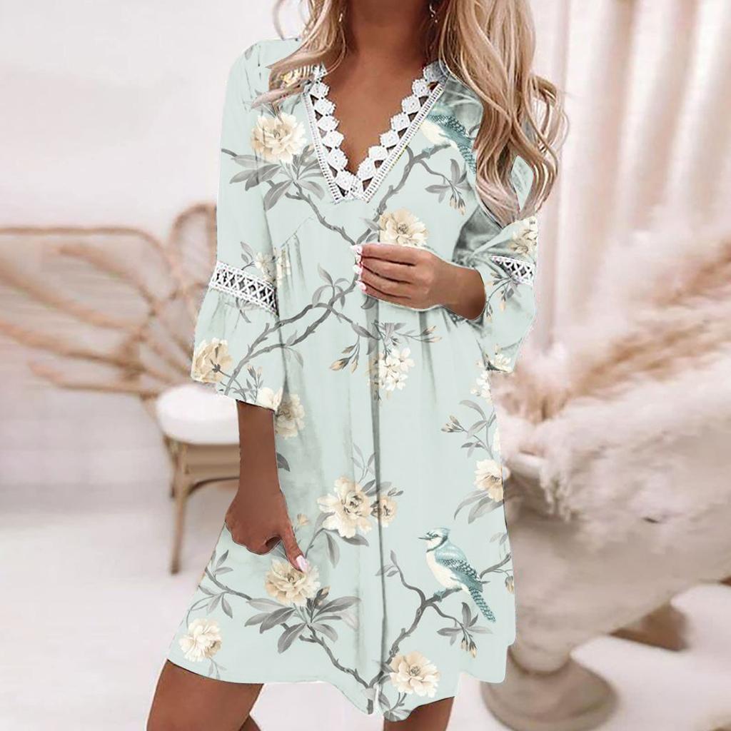 sachin and babi light blue dress Kúpiť lacno Women Casual Summer Dresses 3/4 Sleeve Party Tunic Swing Casual  Print Lace V-neck Midi Dress - výhodné ceny, doprava zadarmo, skutočné  recenzie s fotografiami