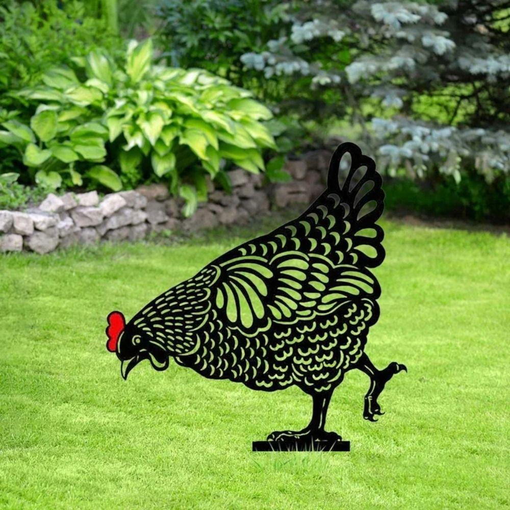 Plastic Chicken Statues Garden Ornaments Garden Card Insertion Creative Hen Yard Ornaments