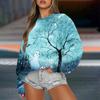 Women's Casual Fashion Printed Long Sleeved Knitted Sportswear Top, Loose Fit Halloween