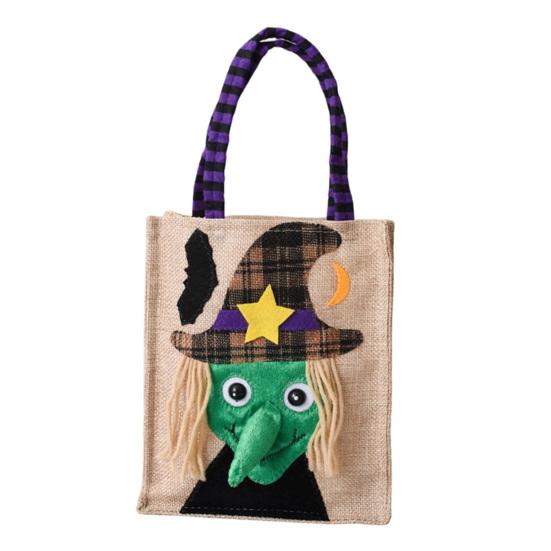 Kindergarten Activity Bags Halloween Candy with Handles, Non Woven Trick or Treat Totes Reusable Linen Sacks for Kids, Black Cat Pumpkin Ghost Goodie