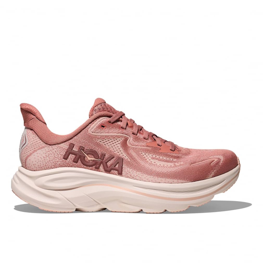 HOKA Clifton 10 Wide Running Size Salmon Pink X Greyish Pink Women's Shoes, 25.0,