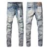 Blue Ripped Jeans High Street Casual Pants