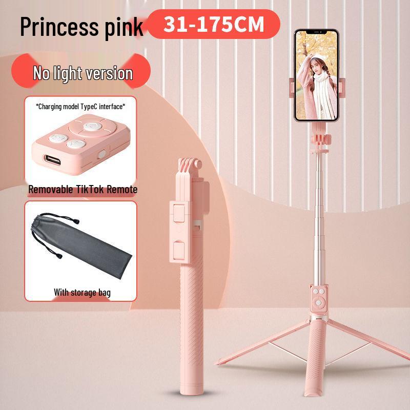 1.8m Bluetooth Selfie Stick with Integrated Tripod and Universal Phone Holder for Remote Control, Charging, and Live Streaming.