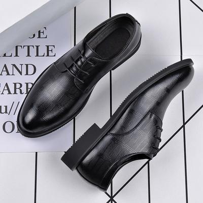 Large Size Leather Shoes Men's Korean Version Business Dress Pointed Leather Shoes Trendy Black Groom Wedding Shoes Men