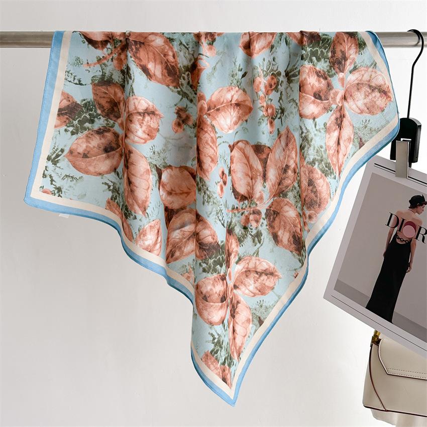 

Роскошный дизайн 65*65см Модный шарф Повязки на голову Женские цветы Шарф для волос Хиджаб Фуляр Бандана Головной платок Шейный платок Лента 65X65cm