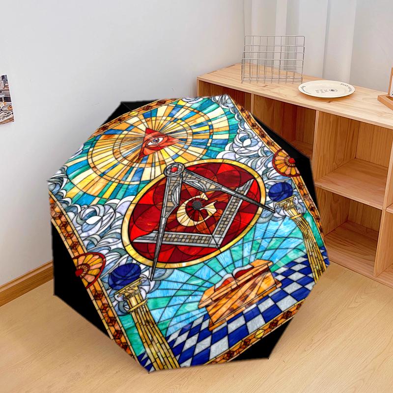 1PC Freemasonry Umbrella Portable Folding Umbrella Iron Frame Hole Bone Structure Outdoor Home Umbrella A7