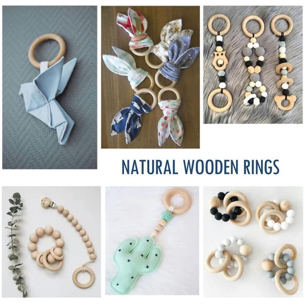 10 Pcs Wooden Rings Natural Grain Polished Smoothly Comfortable Touch Craft Wood Ring Pendant 8cm/3.1in