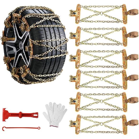 Qoosea Snow Cha Tire Cha For Car, Trucks, SUV Universal Emergency Snow Tire Cha, Adjustable Anti-Slip Tire Cables & Universal Fit (12 Pcs Orange