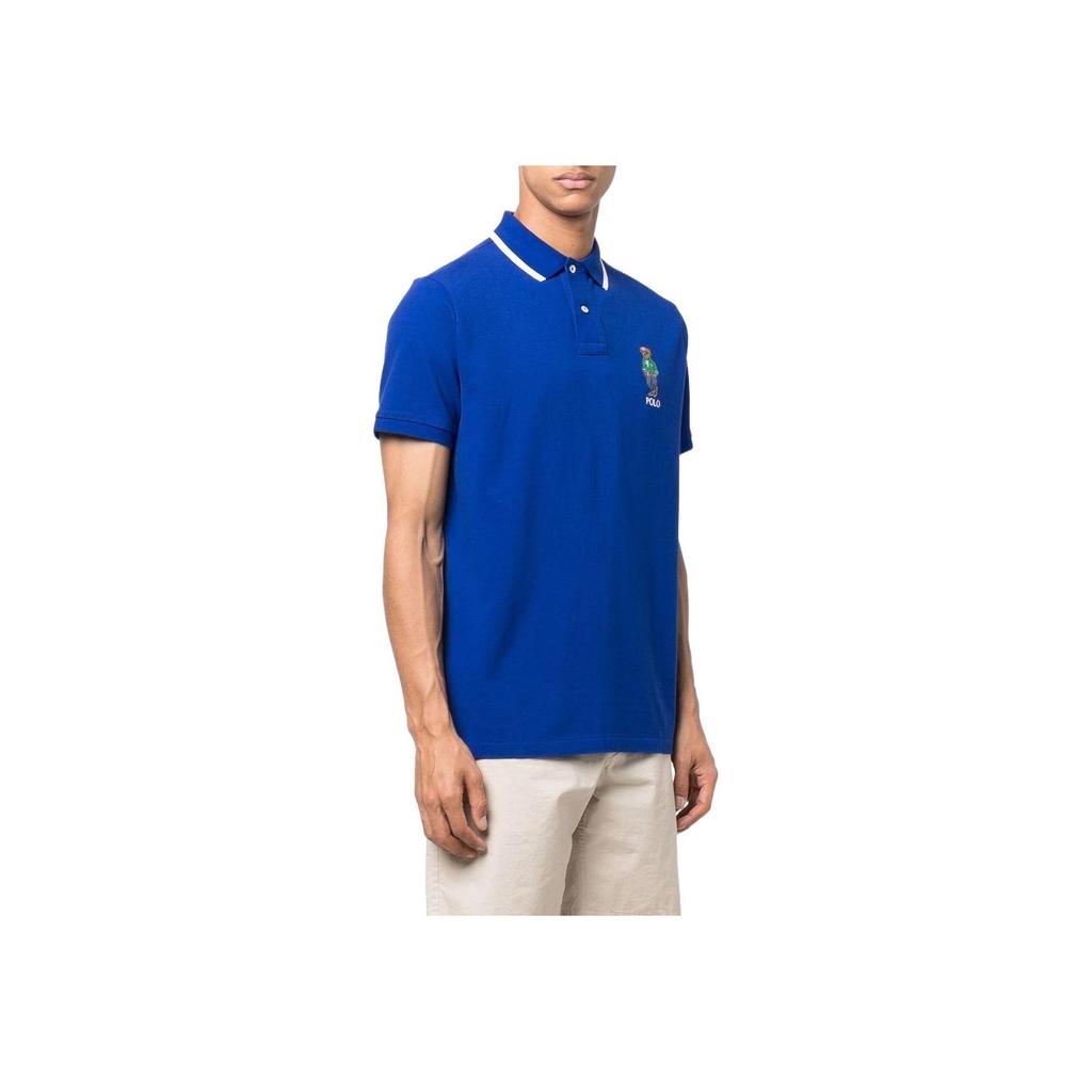 Polo Ralph Lauren SS22 Classic Bear Embroidered Short Sleeve Polo Shirt Men Tops Blue 710867573001