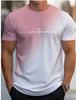 Men's Gradient Ombre T-Shirt with Cursive Print, Slim-Fit Short Sleeve Tee for Casual Streetwear, Multi-Color