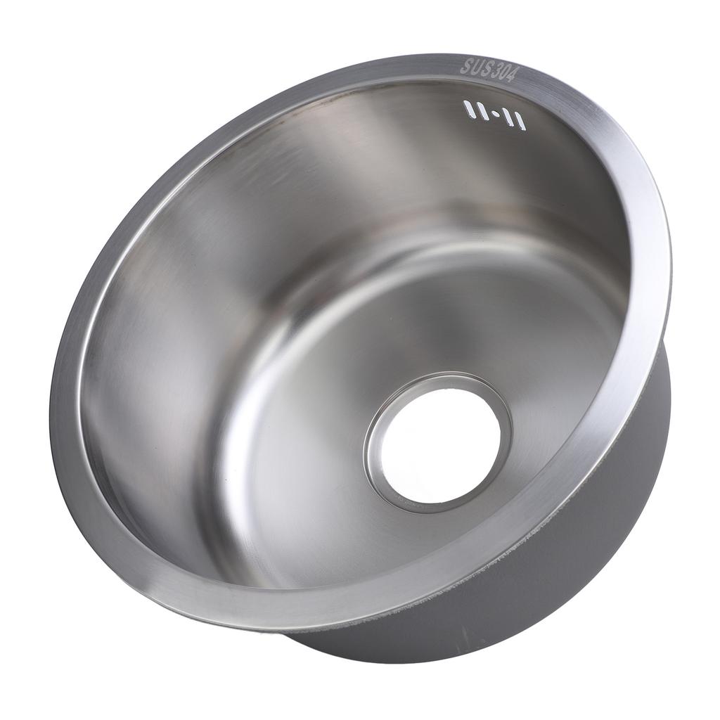 Kitchen Sink 304 Stainless Steel Round Single Bowl Bar Sink for Vegetable Fruit Washing Dishwashing 42cm