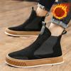 Hot Sale Black Plush Men's Winter Shoes Designer Suede Chelsea Boots Men Slip On Platform Men Boots Casual High top Ankle Shoes