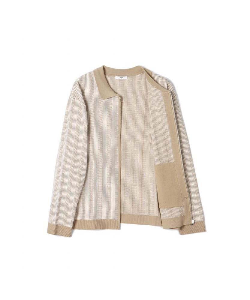 Notig Two-Tone Textured Zip-Up Cardigan Beige_Olp1Swzu101I1