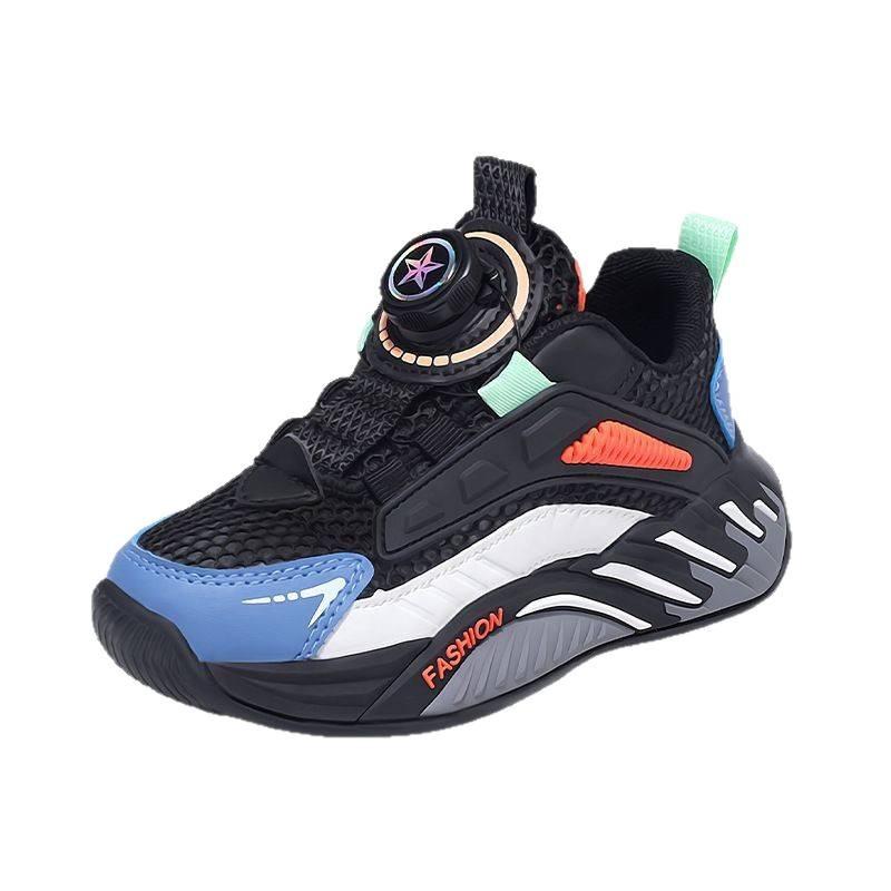Boys Shoes 2025 New Spring and Summer Mesh Breathable Rotating Button Non-slip and Wear-resistant Children's Sports Shoes