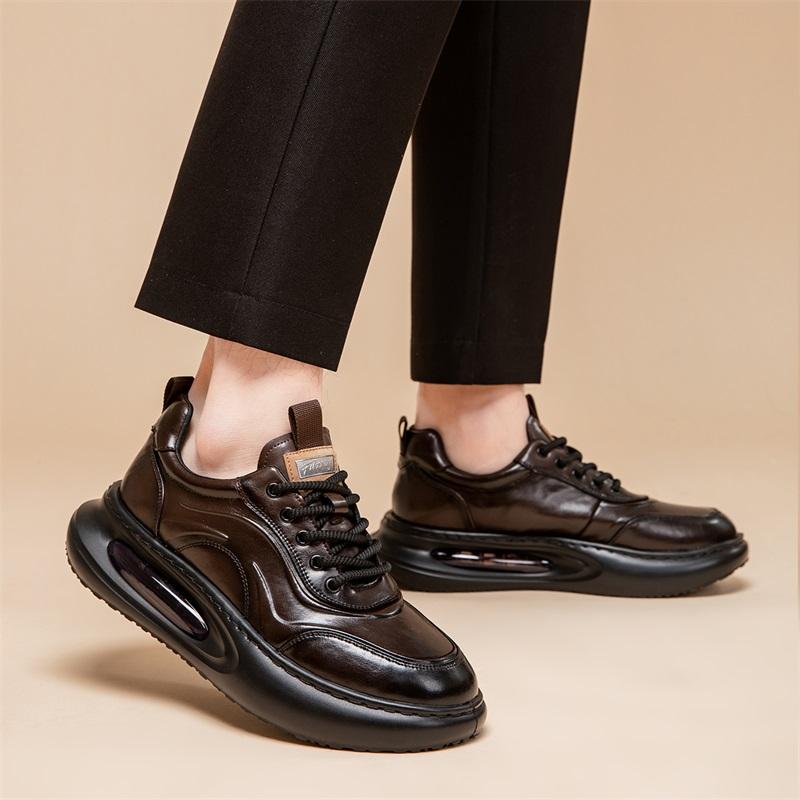 Fashion High Quality Casual Leather Shoes Fashion Soft Sole Comfortable Driving Shoes All-match Formal Business Non-slip Men Sneakers