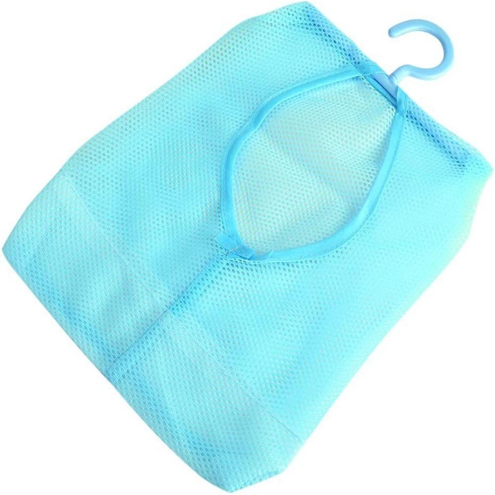 Blue Hanging Storage Bag Mesh Fabric Storage Hanging Net Mesh Hanging Pouch  Bathroom Storage