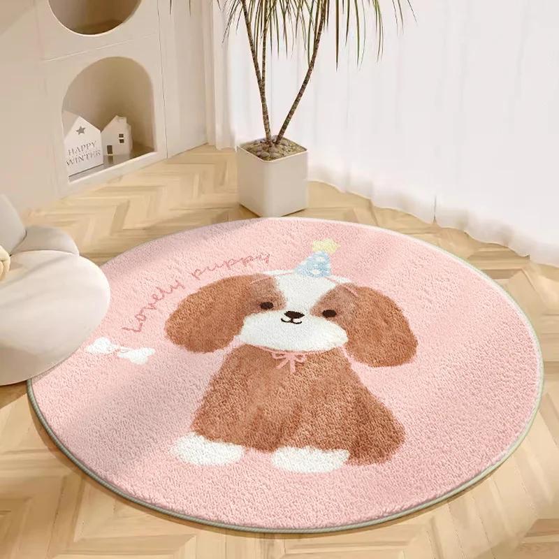 Cartoon Animals Carpets for Living Room Cute Bedroom Decor Plush Rug Round Dressing Table Floor Mat Fluffy Soft Children Carpet