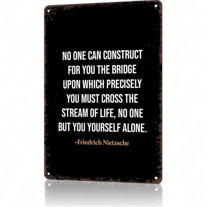 Metal Wall Art Friedrich Nietzsche Portrait Quote Vintage Bar Decor