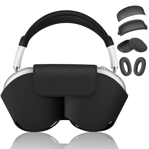 

[5-in-1] AirPods Max 2/1 Smart Case Cover, Soft Leather Protective Cover for AirPods Max Headphones with Sleep Mode, Portable Silicone Ear Pads/Ear Cu