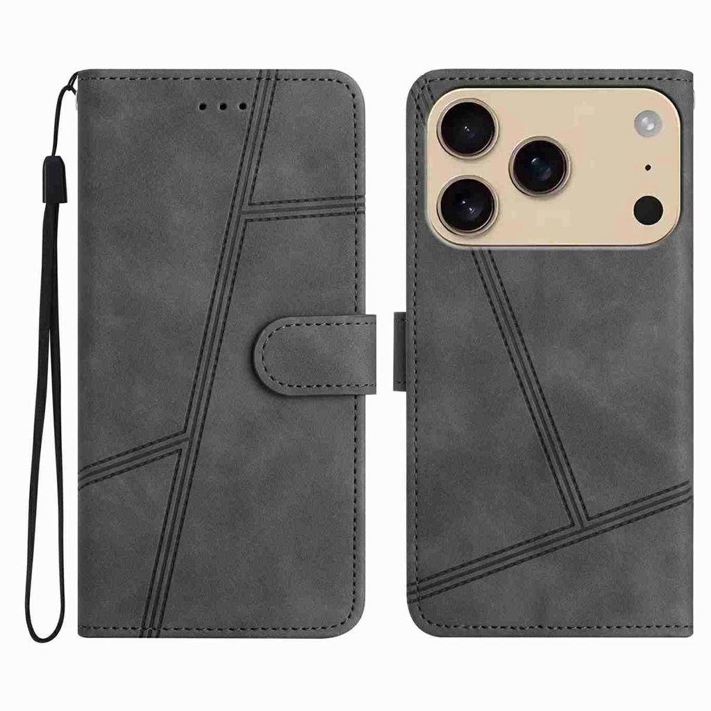 Pro iPhone 17 Pro Pouzdro Flip Kožené Retro Kryt na telefon Vytištěné linky