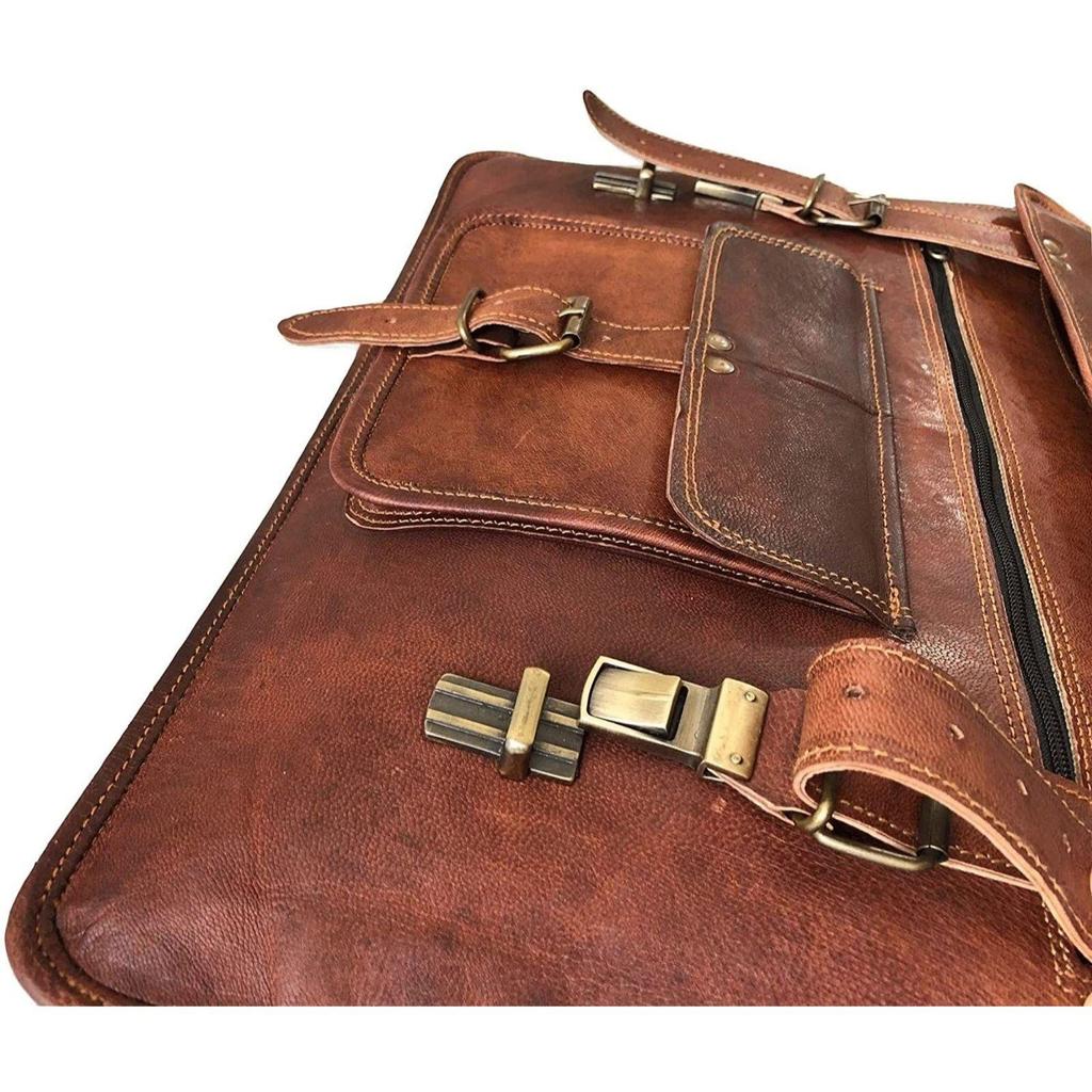Genuine Vintage Brown Leather Messenger Shoulder Laptop Bag Briefcase New Men's