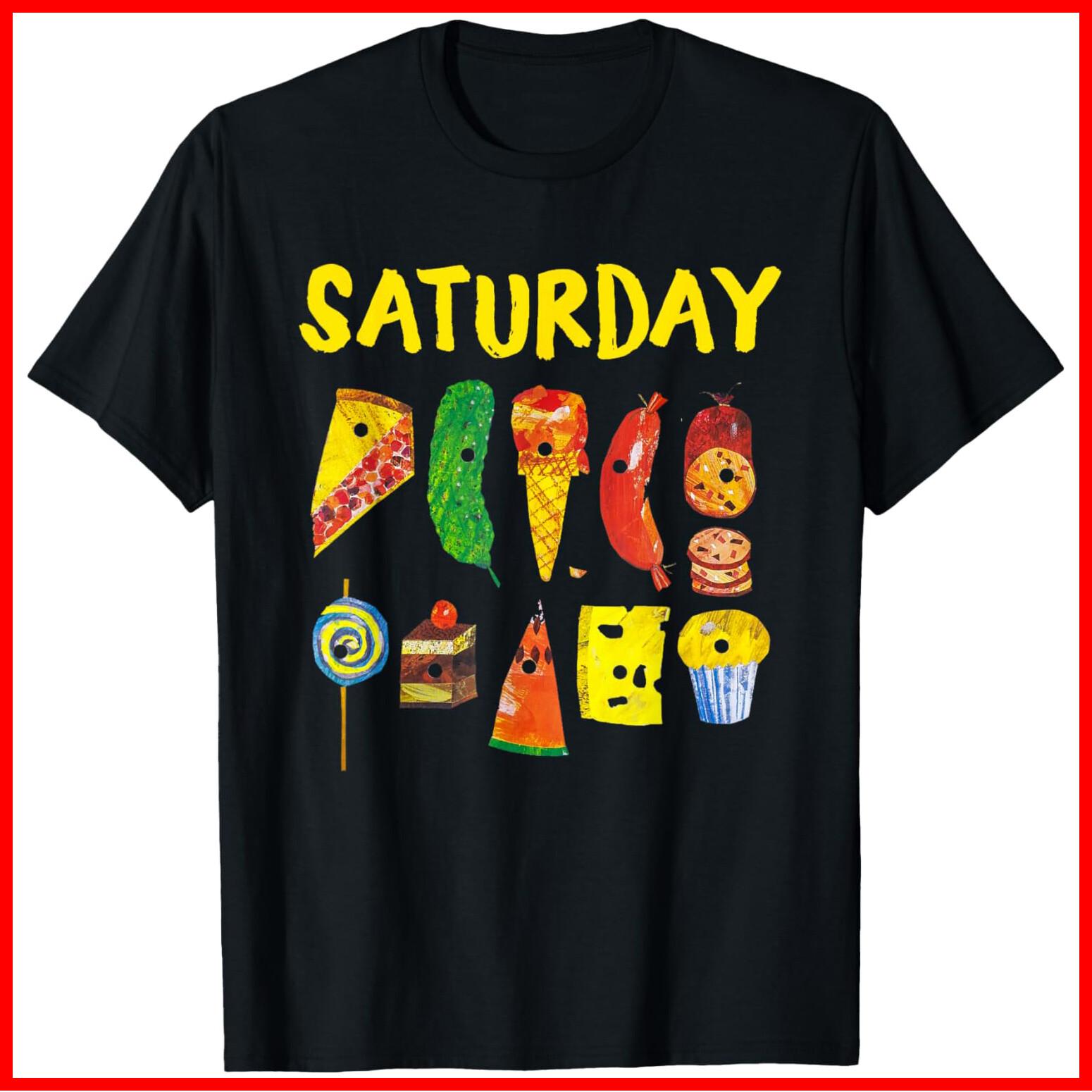 Hungry Caterpillars Saturday Fruits Kindergarten Teacher Black Cotton T-Shirt L