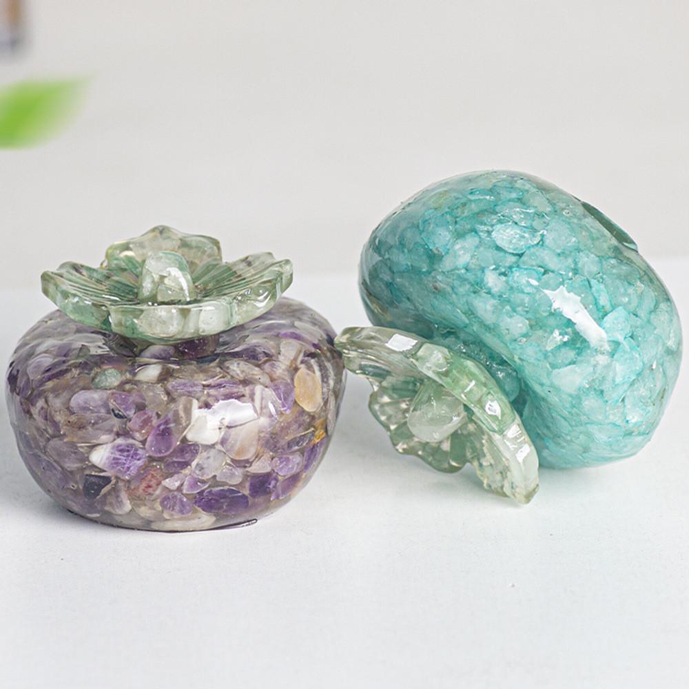 Natural Crystal Resin Decor Ornaments With Plant Shape For Home Living Room Decor