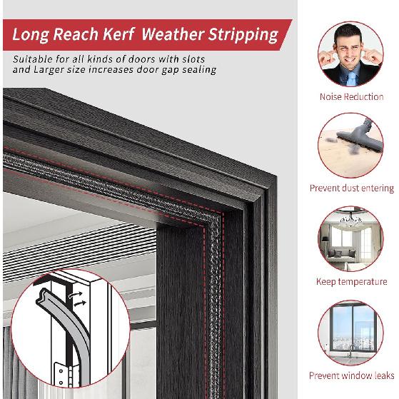 26 Feet Long Reach Weather Stripping Door Seal, V-Shaped Replacement Door Seal Strip Foam Kerf Weather Stripping for Doors Frame Card Slot Door