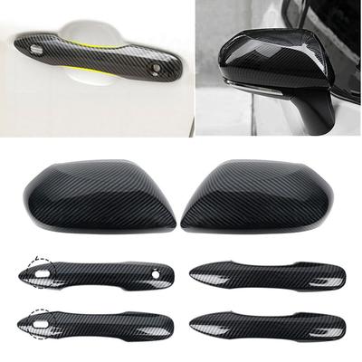 1 SET For Toyota Camry 2018- ABS Side Mirror Cover Wing Cap & Door Handle Cover Exterior Door Housing Trim Adhesive Sticker