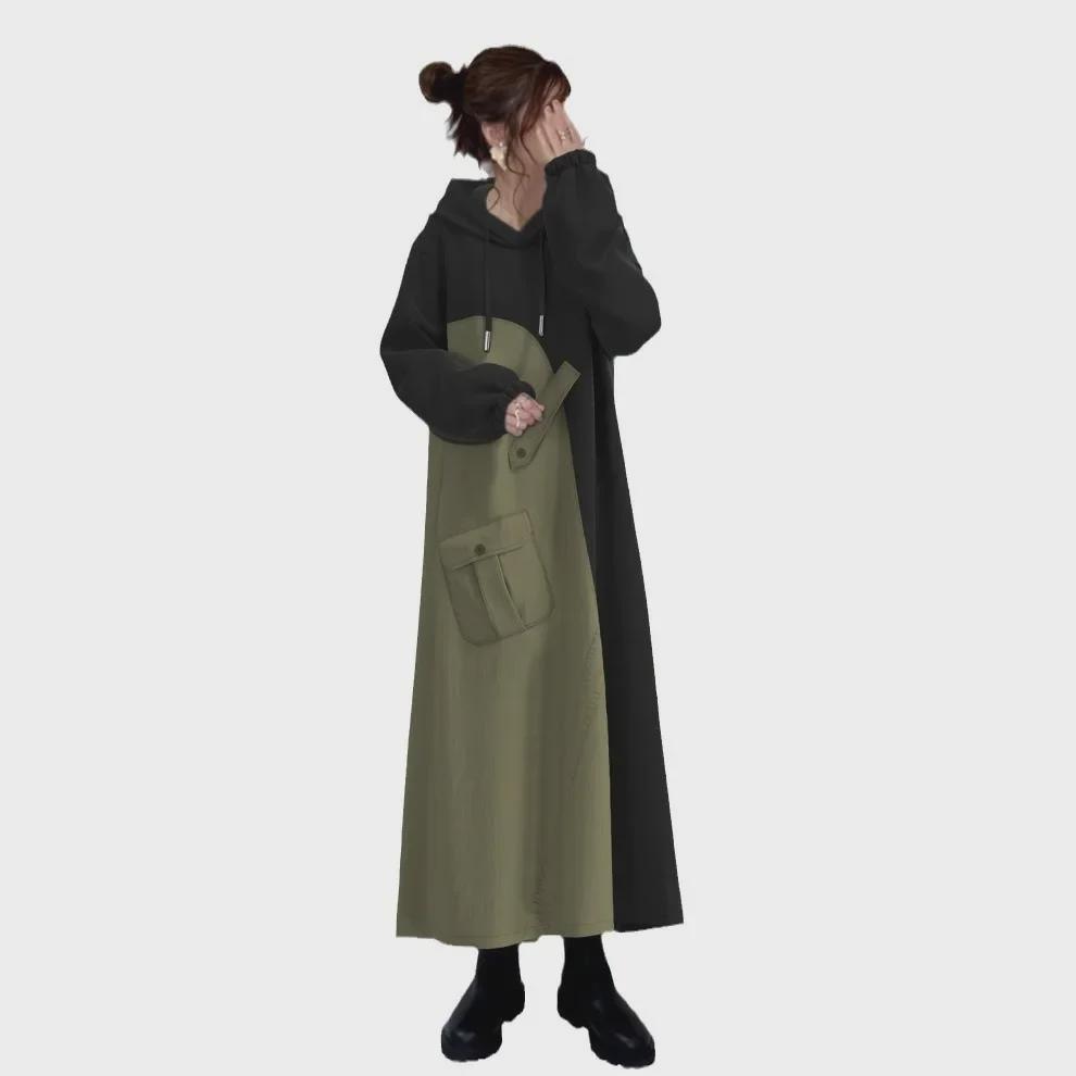 "Japansk Kontrast Huvtröja Klänning - Höst/Vinter 2024 Kollektion"