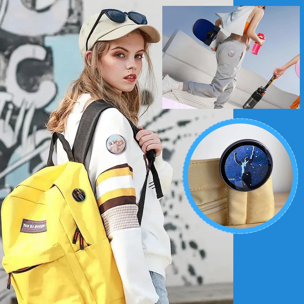 Digitální odznak s displejem, Magnetický odznak s obrazovkou, Roztomilý odznak, Anime hračka, Tlačítko odznaku s videi/fotografiemi zobrazovanými přes Bluetooth, Cosplay koncert
