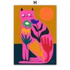 Fashion Colorful Cat Vase Leaf Flower Illustration Wall Art Canvas Painting Abstract Plant Posters Prints Pictures for Kids Room