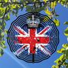 Metal Art Windmill Outdoor Decor British Flag Crown Pattern Wind Spinner 3D Dynamic Garden Art High Quality Sublimated Windmill for Home Yard