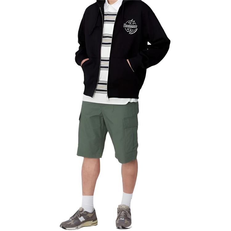 Carhartt WIP Badge Patch Zipper Solid Color Straight Leg Cargo Shorts Men shorts Green I028246-29N-02