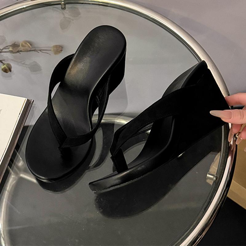 Wedges Women Slippers High Heels Clip Toe Shoes Designer Woman's Sandals Summer 2025 Flip Flops New Sandalias De Mujer