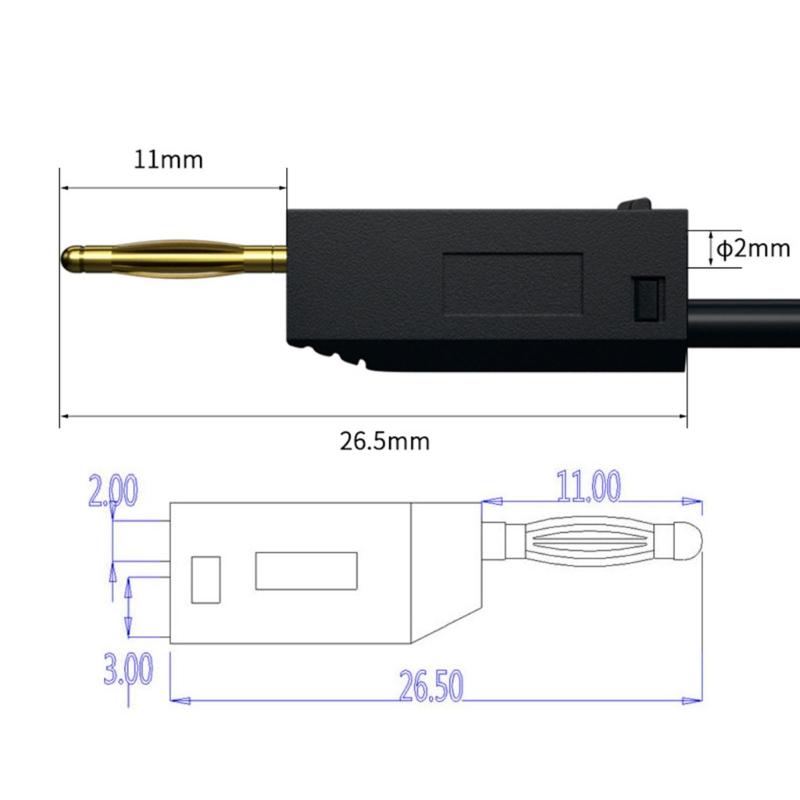 2mm Banana Plugs  Test Cord 24K Gold Plate Connector High Conductivity for Electronic Testing & Measurement Instrument