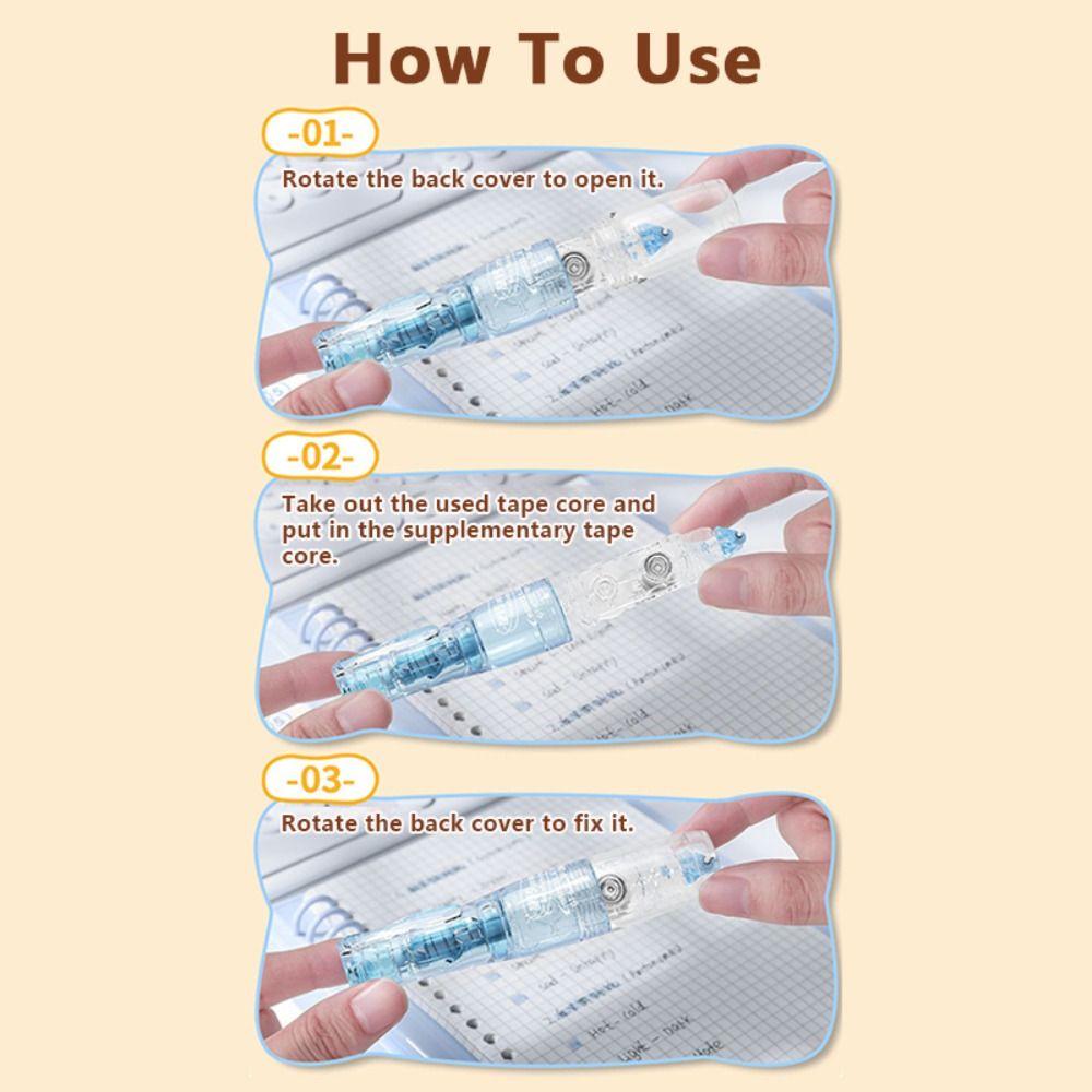 Pen Shape Glue Tape Rotary Type Dispensing Adhesive New Double-sided Adhesive Tape  School Office