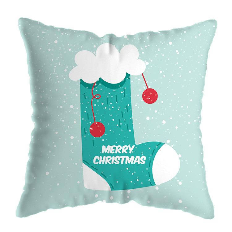 Cartoon Santa Claus Pattern Throw Pillow Cover With Short Plush Print Living Room Sofa Decoration Cushion Cover Pillow Covers