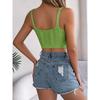 GMXIA Spring Summer Solid V-neck Twisted Crop Crop Top Vacation Knitted Sweater Women's Wear