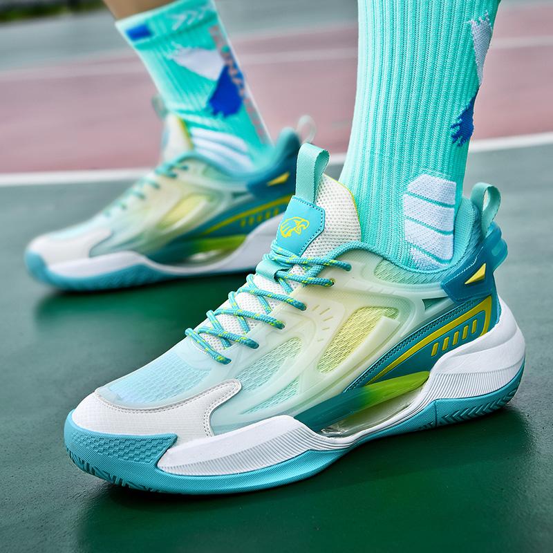 New Basketball Shoes Men Low Top Luminous Net Surface Breathable Actual Concrete Ground Anti-slip Cushioned Sports Shoes