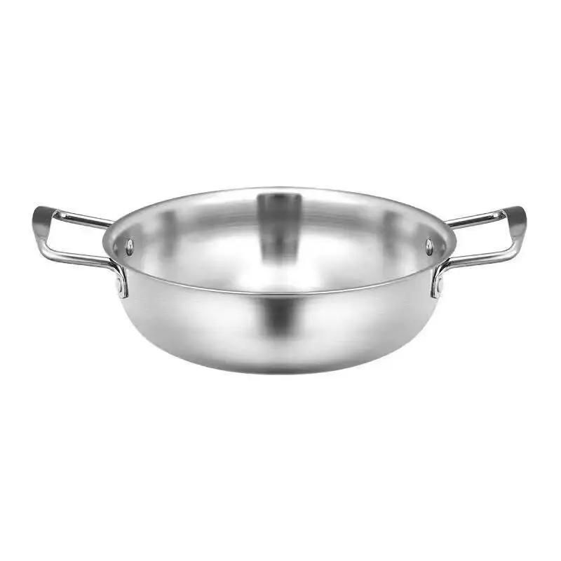 

Durable Picnic Snack Plates Stainless Steel Paella Pan with Handle High Quality Seafood Rice Pot Gold Silver Dry Pots серебряный