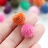 10pcs Plush Fur Covered Ball Beads Charms Pompom Beads Pendant for DIY Necklace Earring Bracelet Pendant Jewelry Making Supplies