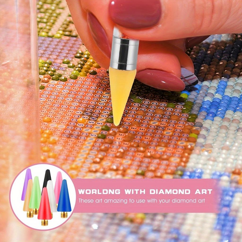 2 st Diamantmålning Verktyg Självhäftande Borrpenna Ersättningsspets, Lämplig För 5D DIY Nagelkors Penna För Att Välja Nagelsmycken, Tillbehör