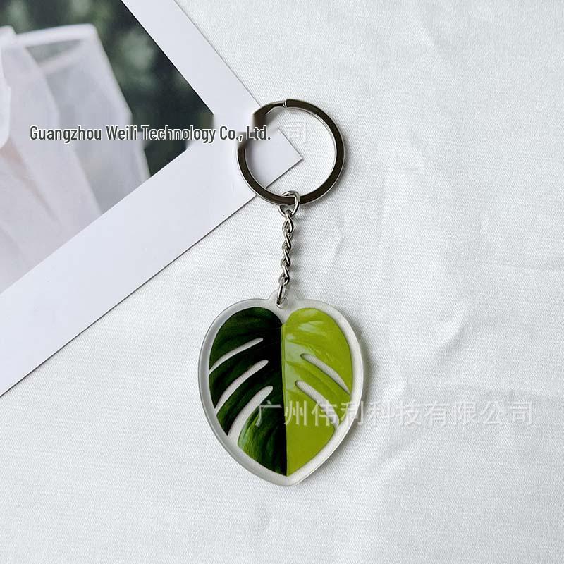 Creative Acrylic Leaf Keychain Earphone Bag Pendant Ornament