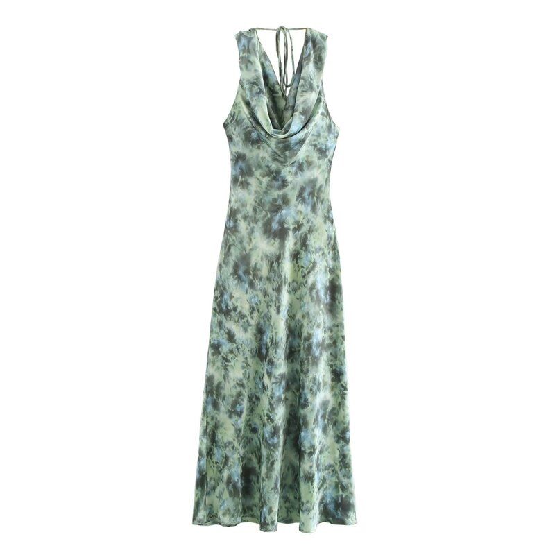 Western Style 2024 Summer New Women Clothes Sleeveless Lace-up Print Dress Long Dress 9878147 330