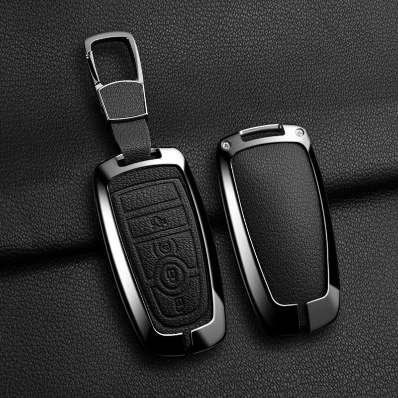 Zinc Alloy Leather For Lincoln Corsair Nautilus Aviator Navigator Continental Car Key Case Shell Keychain Keyring Car Key Cover