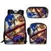 Sonic Backpack Set for Kids 3-Piece Anime Cartoon School Bag Boys Girls Lightweight Anti-Theft Bookbag with Pencil Case & Lunch Bag