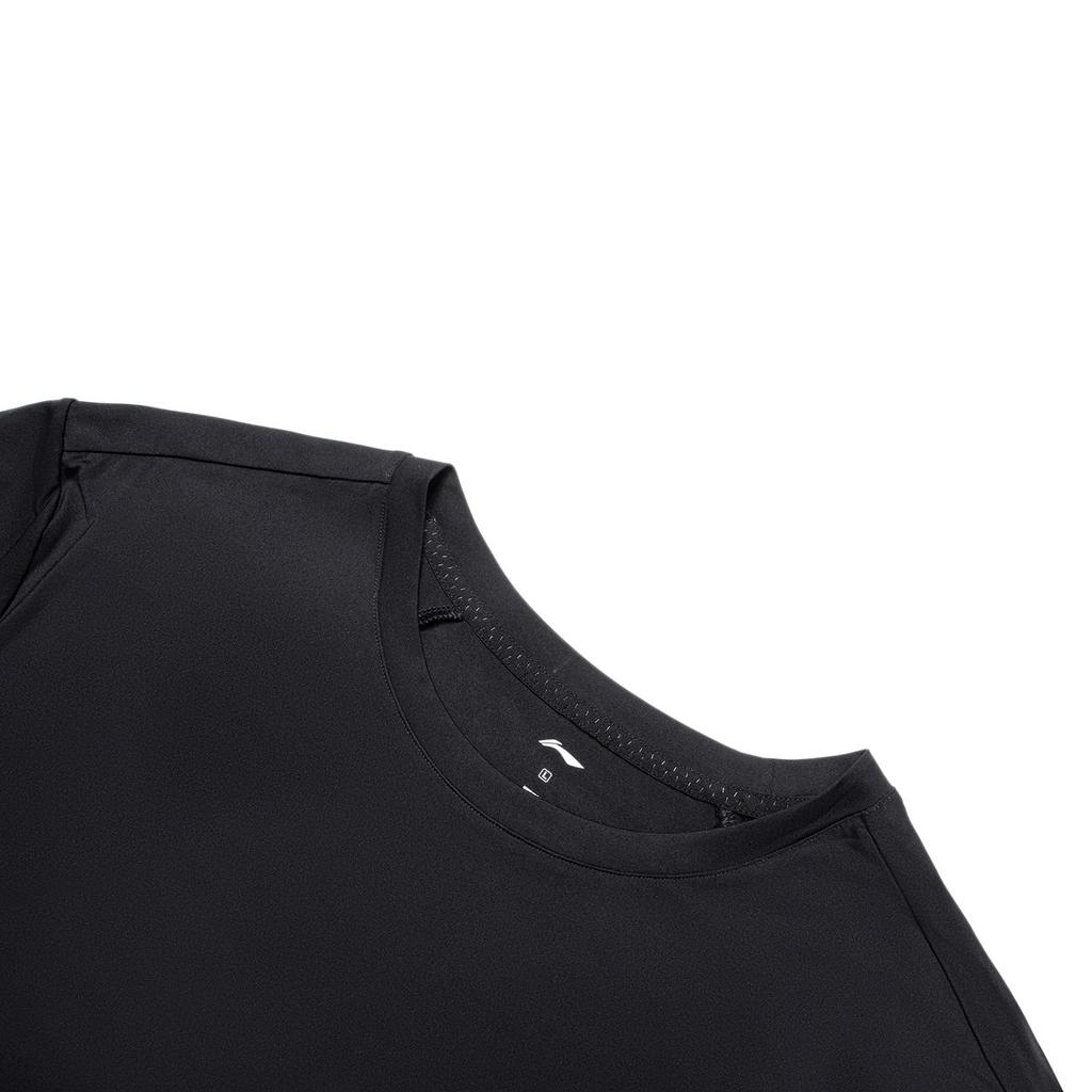 Li-Ning Fitness Series Letter Print Sun Protection Quick-Drying Round Neck Short-Sleeved T-Shirt Men Tops Black ATST505-1