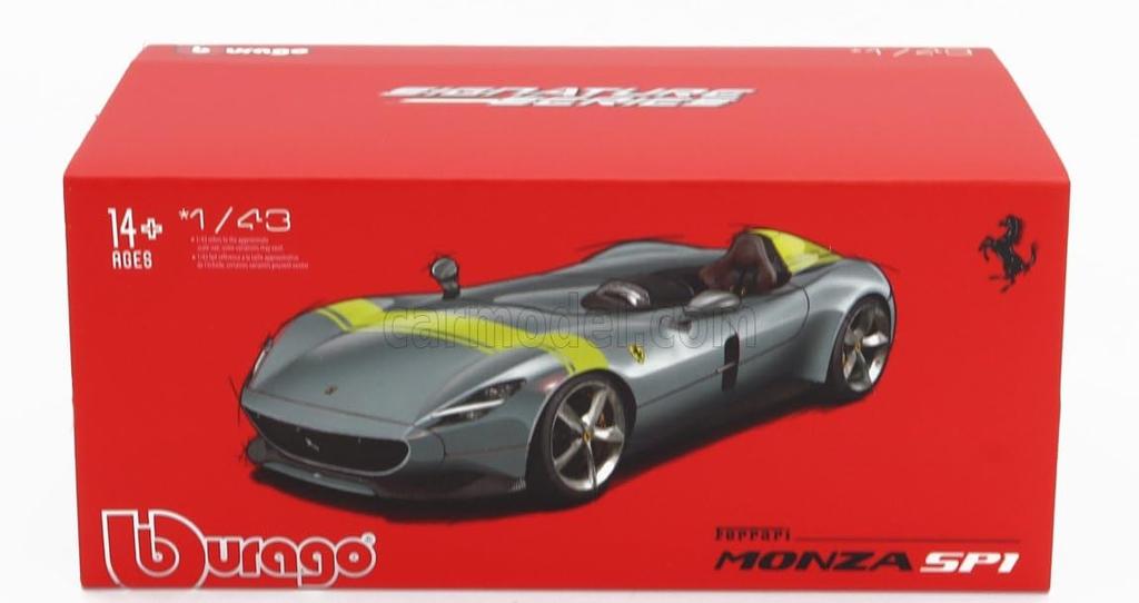 Bburago Ferrari Monza Diecast Car 1/43 Scale FERRARI MONZA SP1 2018 (Silver) Signature Series [Parallel Import]