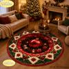 Christmas Round Rug Soft Non Slip Festive Design Carpet for Bedroom and Living Room Washable Cozy Holiday Home Decor